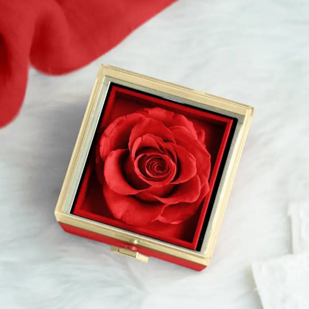 Eternal Rose Box & Personalized Heart Necklace