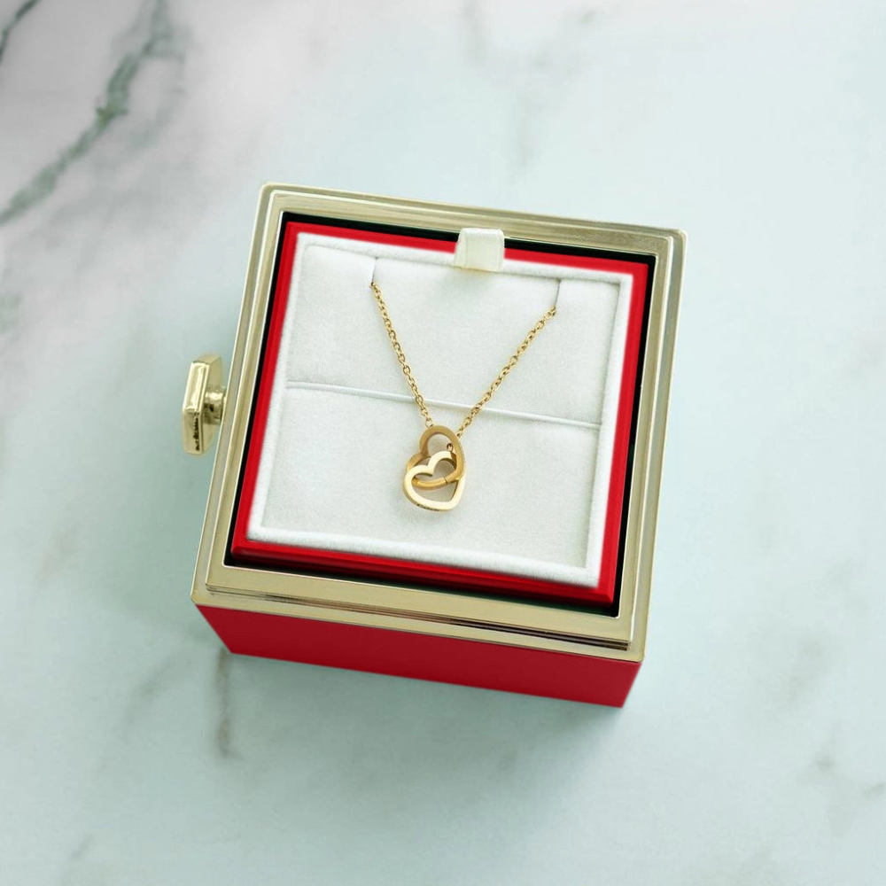Eternal Rose Box & Personalized Heart Necklace