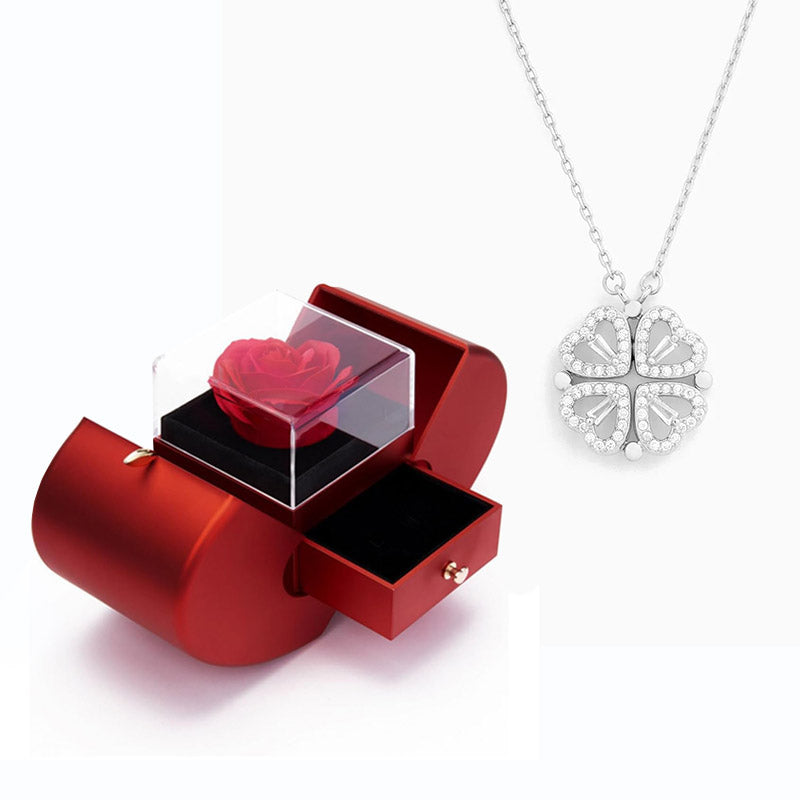 Eternal Pink Apple Box & Necklace - "Lucky Heart"