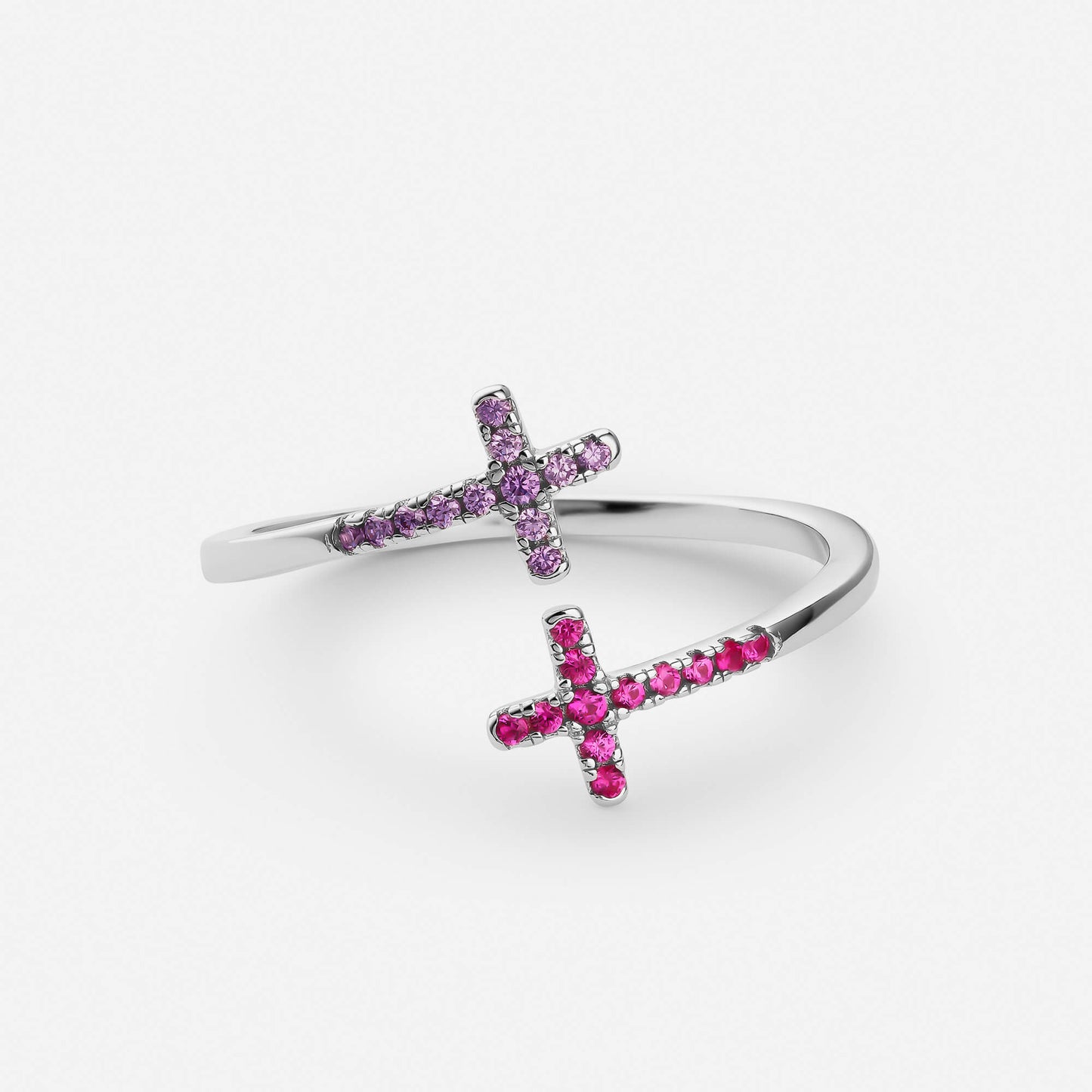 Elegant Double Cross Ring in Silver