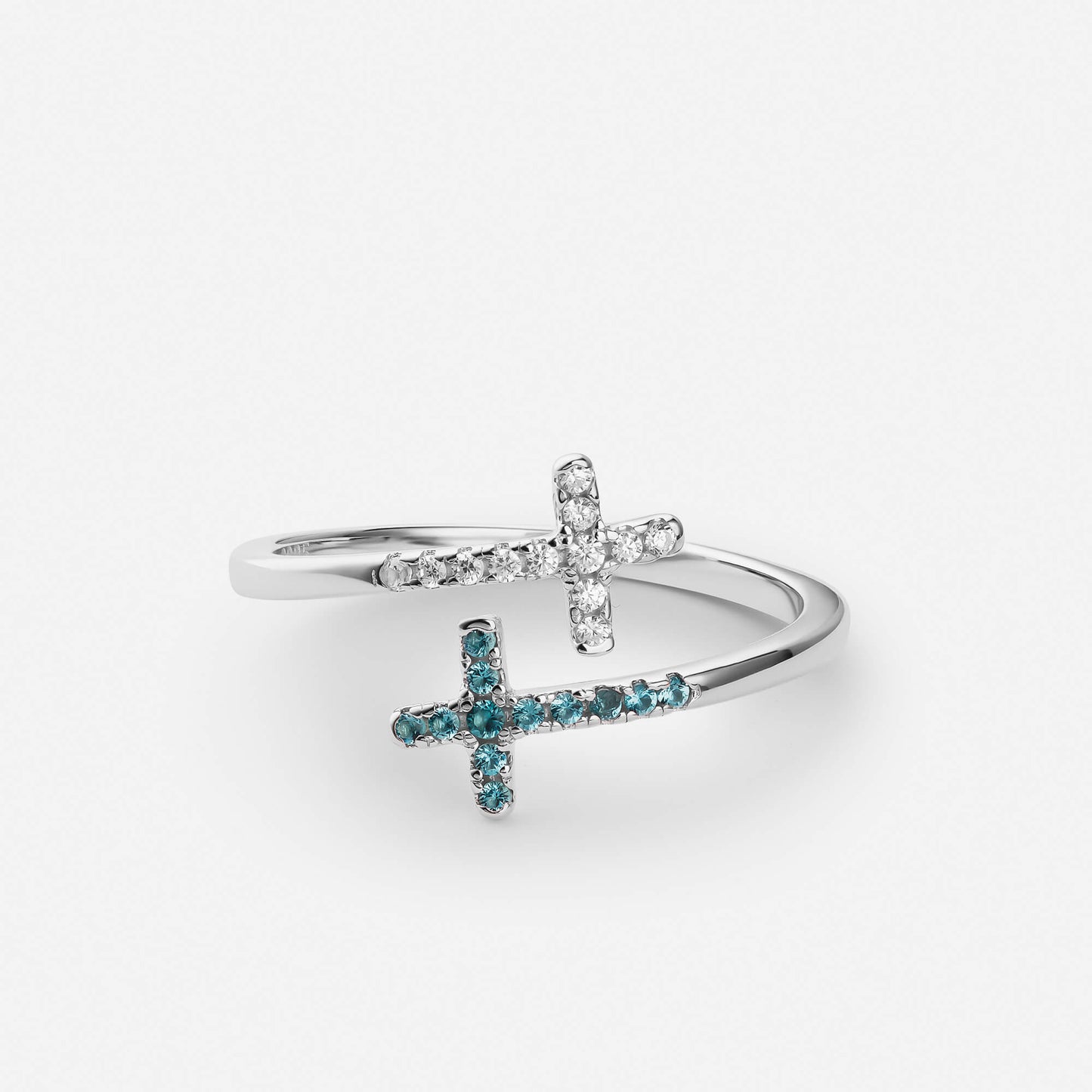 Elegant Double Cross Ring in Silver