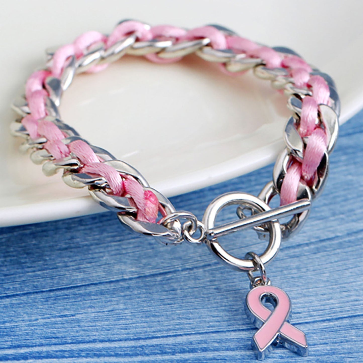 Pink Heart Bracelet - "Together Against Breast Cancer"