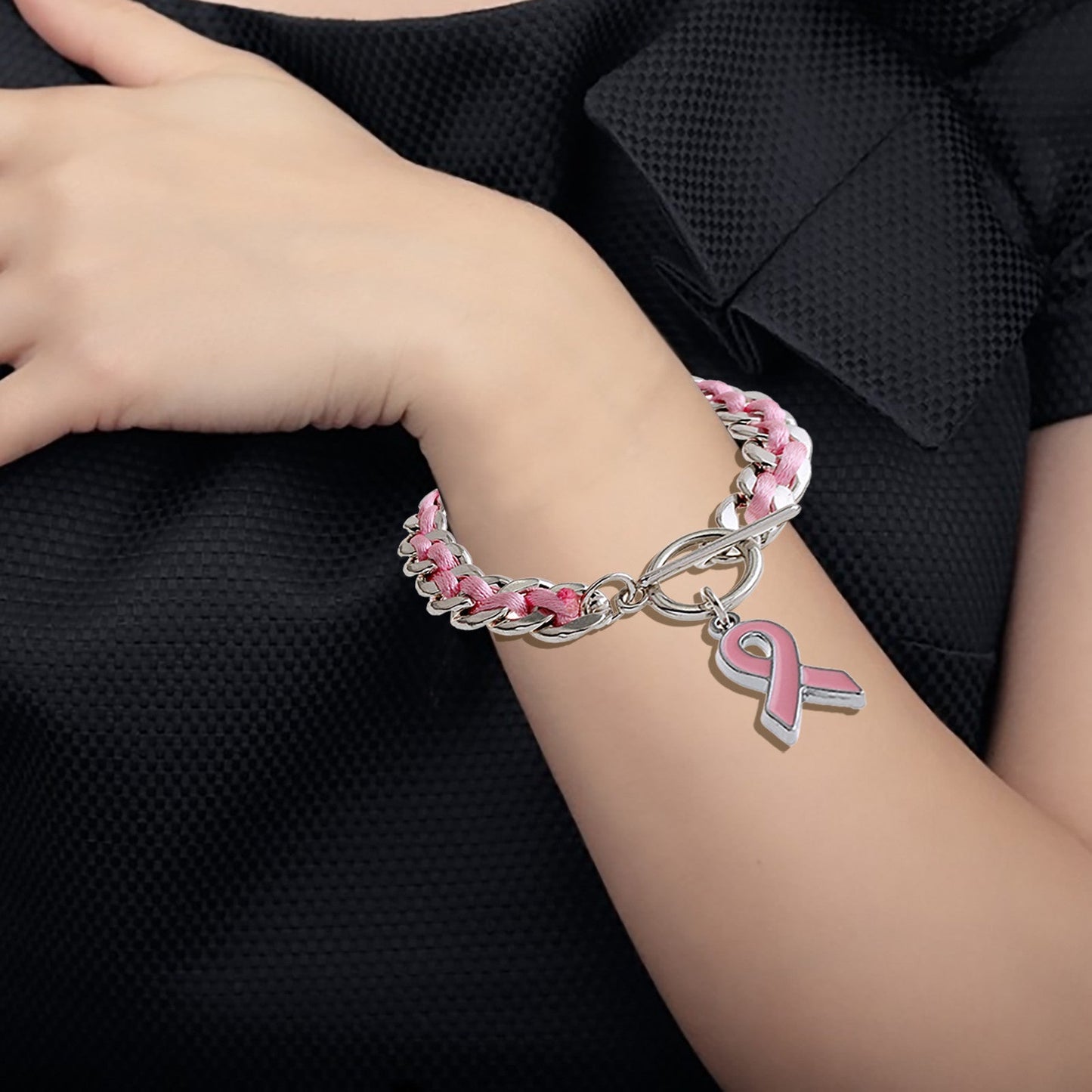 Pink Heart Bracelet - "Together Against Breast Cancer"