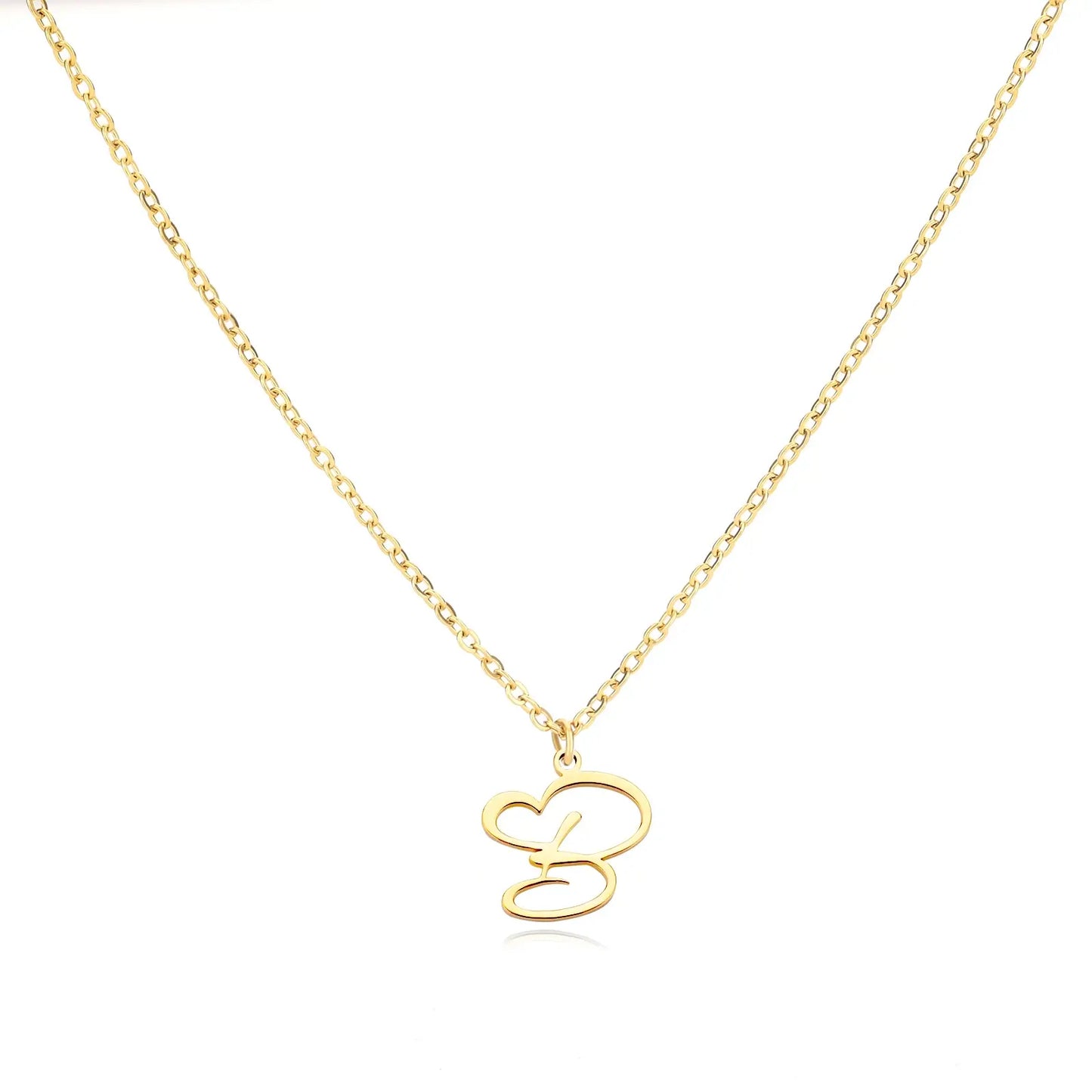 Personalized Name Necklace in Cursive with Heart Pendant