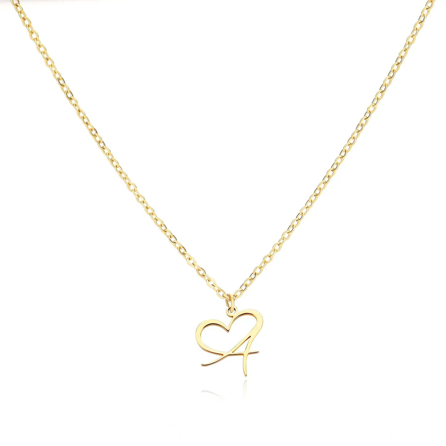 Personalized Name Necklace in Cursive with Heart Pendant