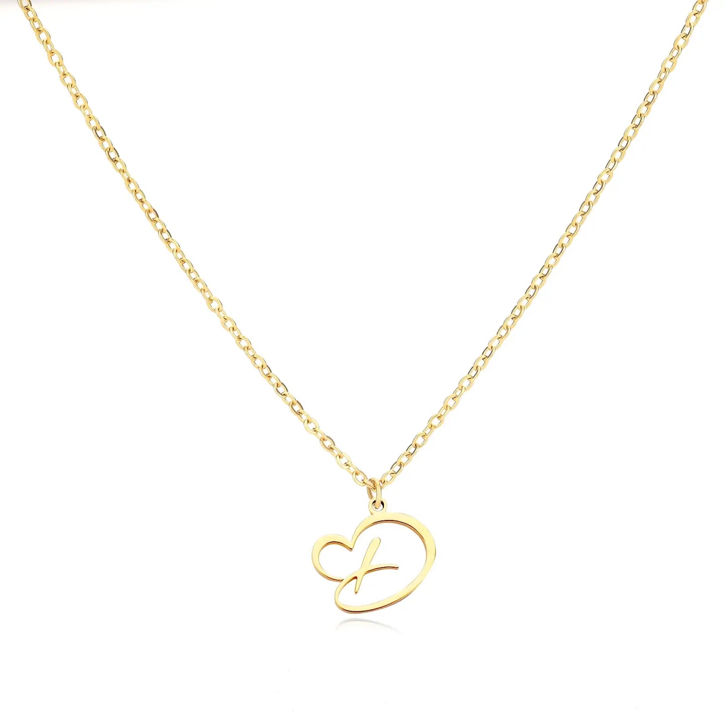 Personalized Name Necklace in Cursive with Heart Pendant