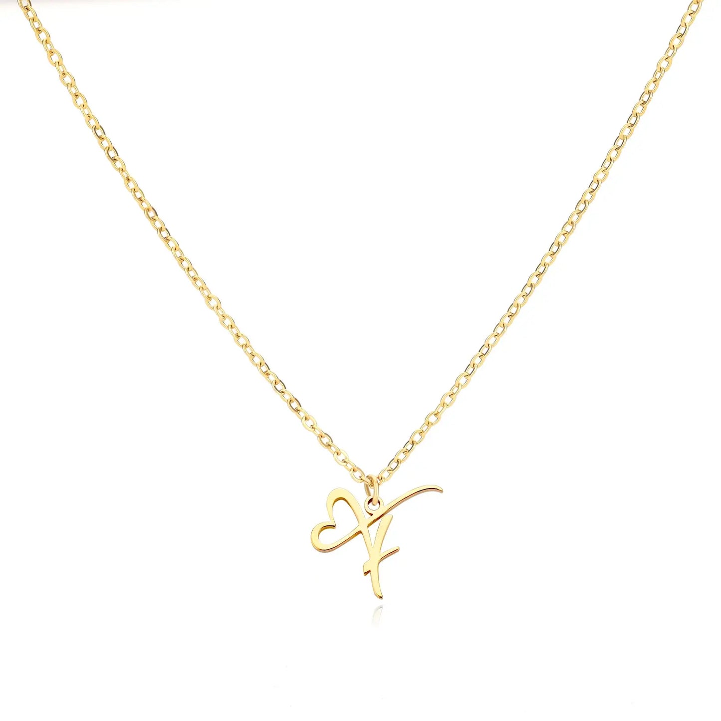 Personalized Name Necklace in Cursive with Heart Pendant