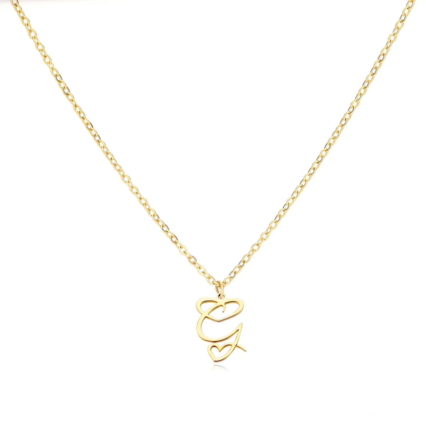 Personalized Name Necklace in Cursive with Heart Pendant