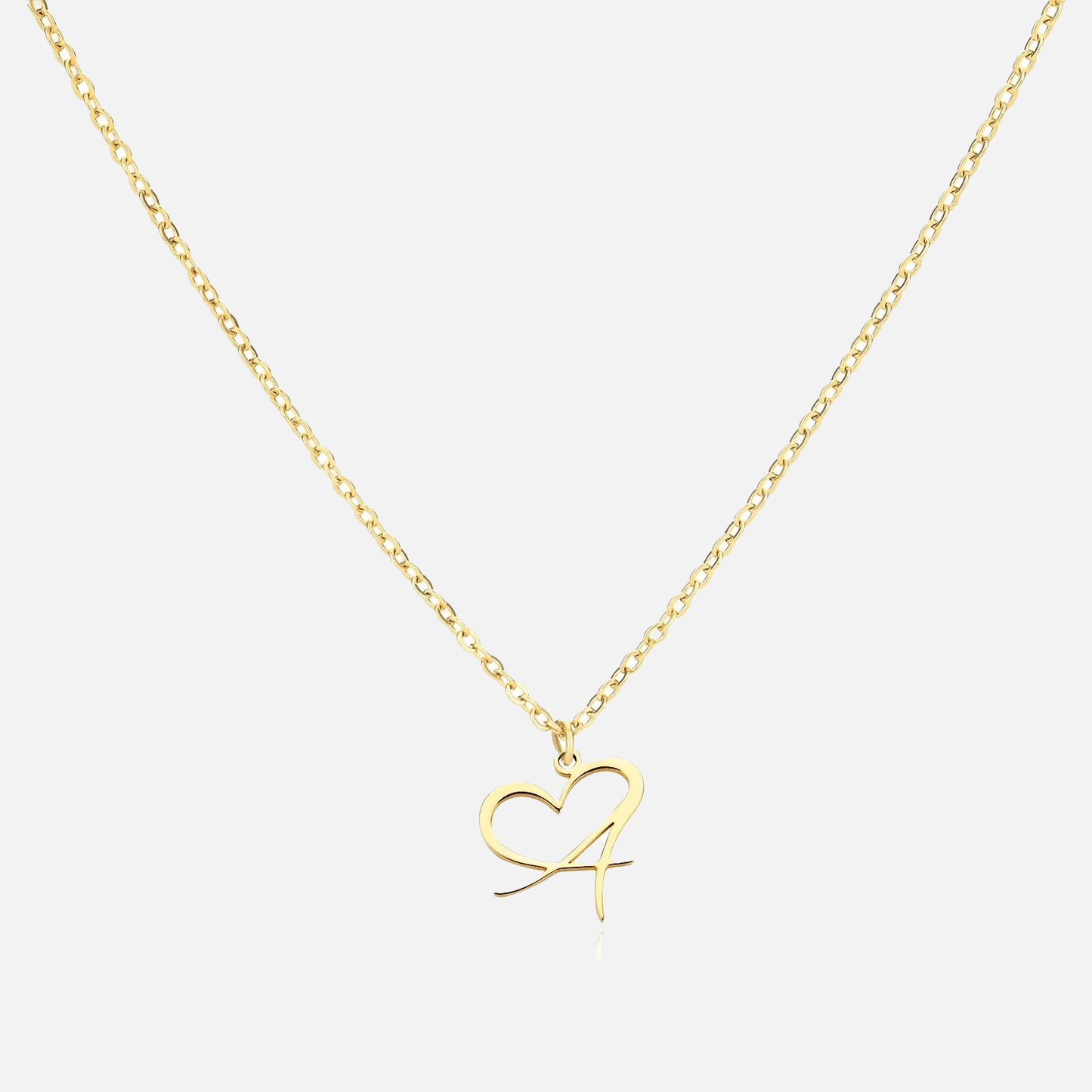 Personalized Name Necklace in Cursive with Heart Pendant