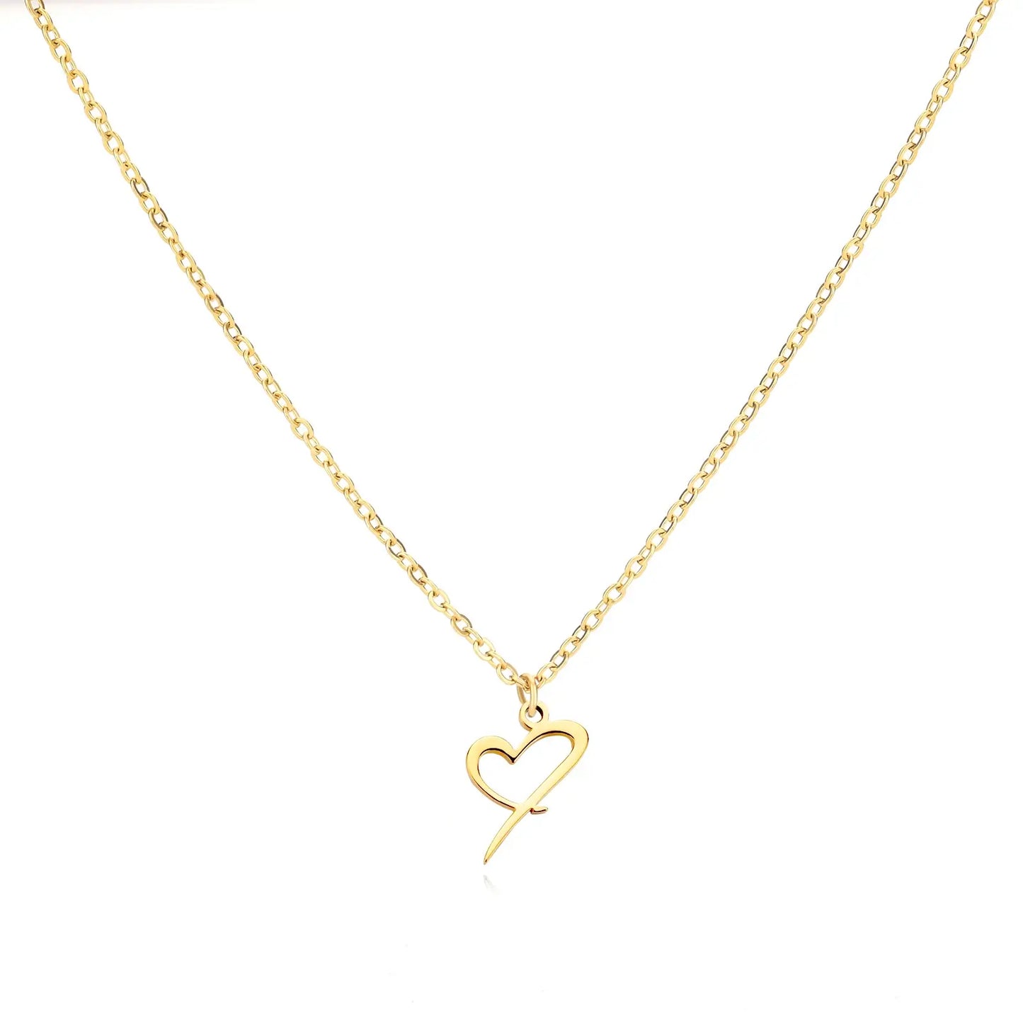 Personalized Name Necklace in Cursive with Heart Pendant