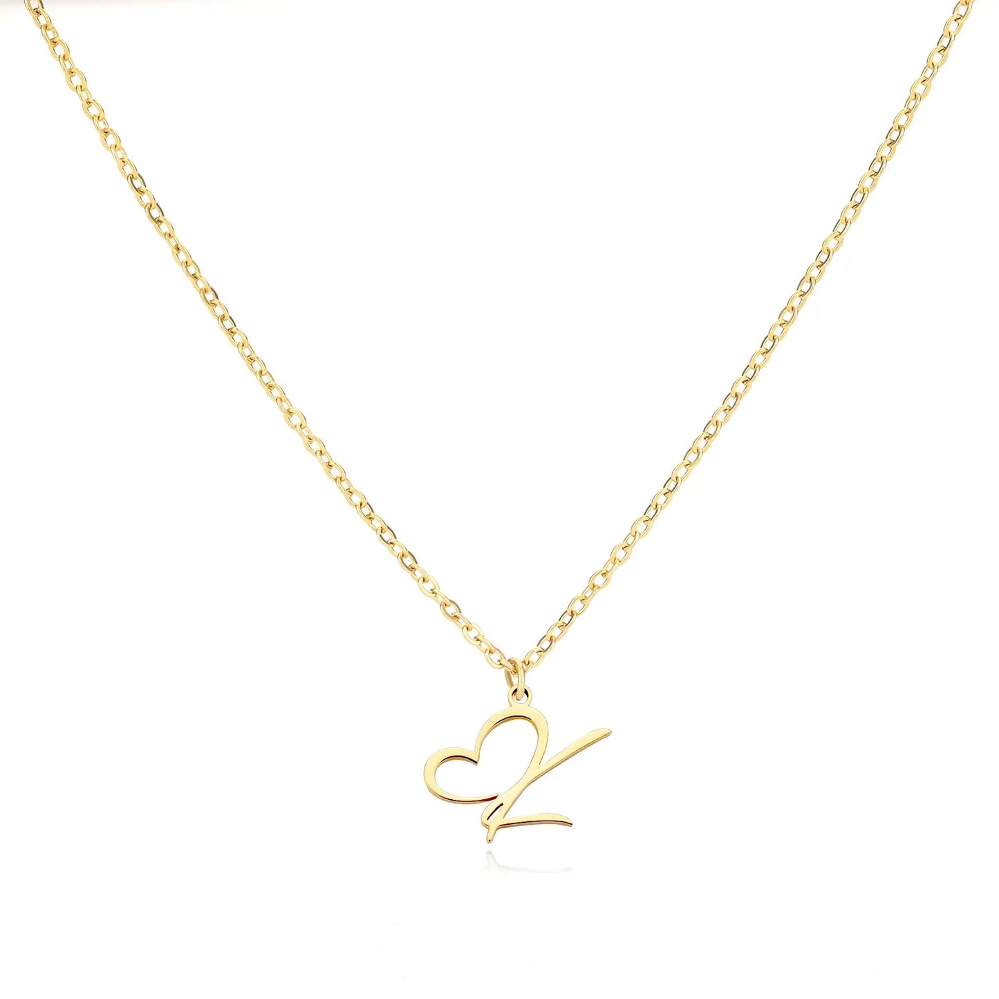 Personalized Name Necklace in Cursive with Heart Pendant