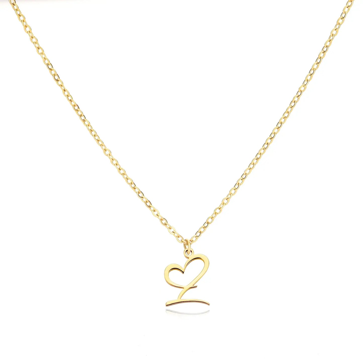 Personalized Name Necklace in Cursive with Heart Pendant