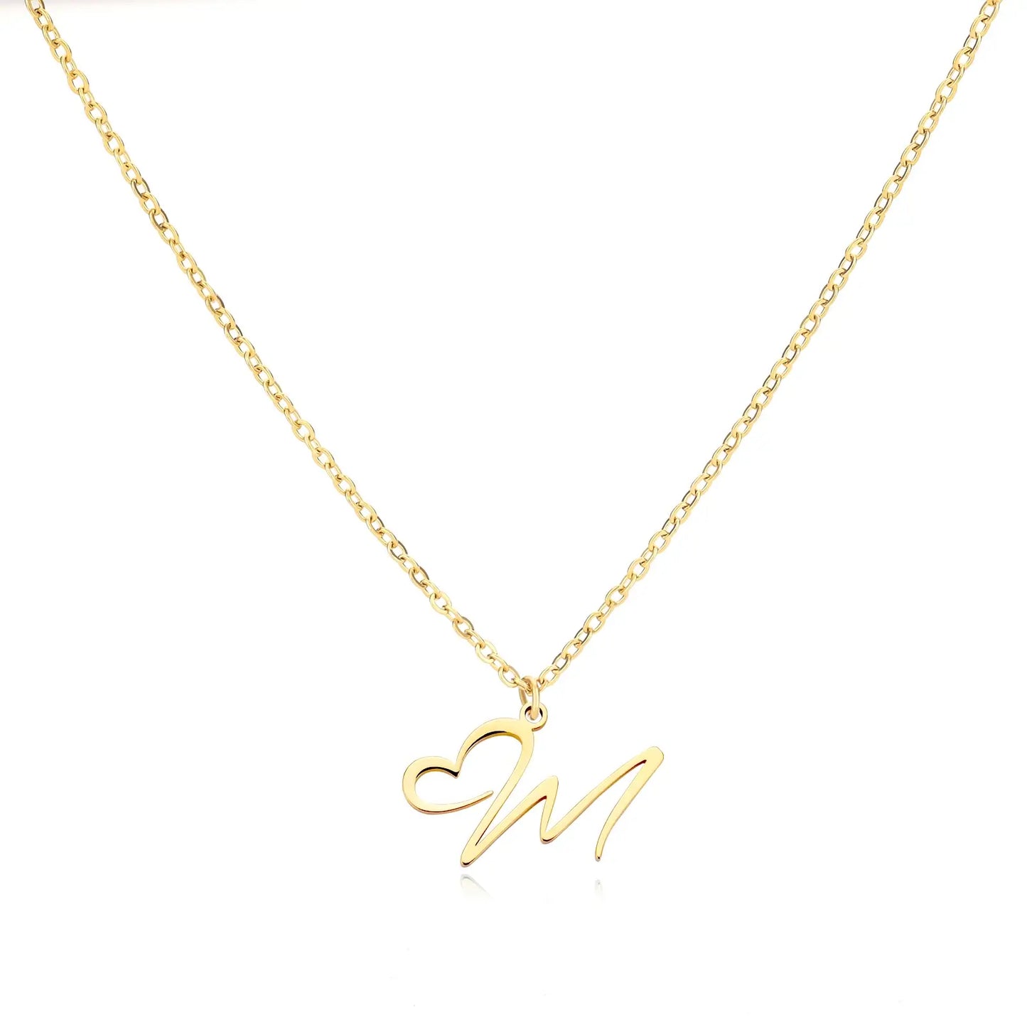 Personalized Name Necklace in Cursive with Heart Pendant