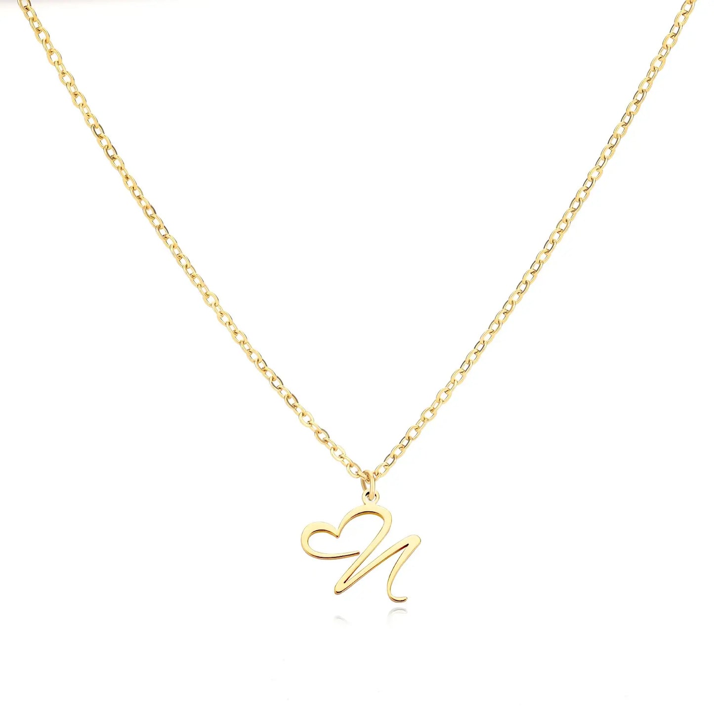Personalized Name Necklace in Cursive with Heart Pendant