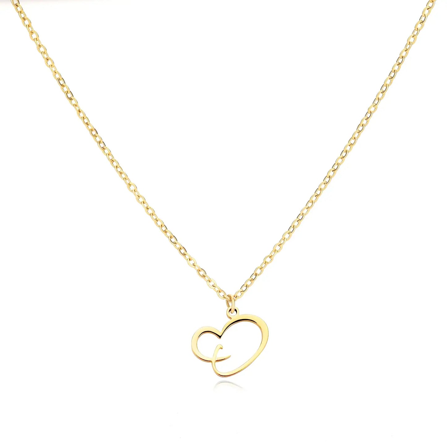 Personalized Name Necklace in Cursive with Heart Pendant