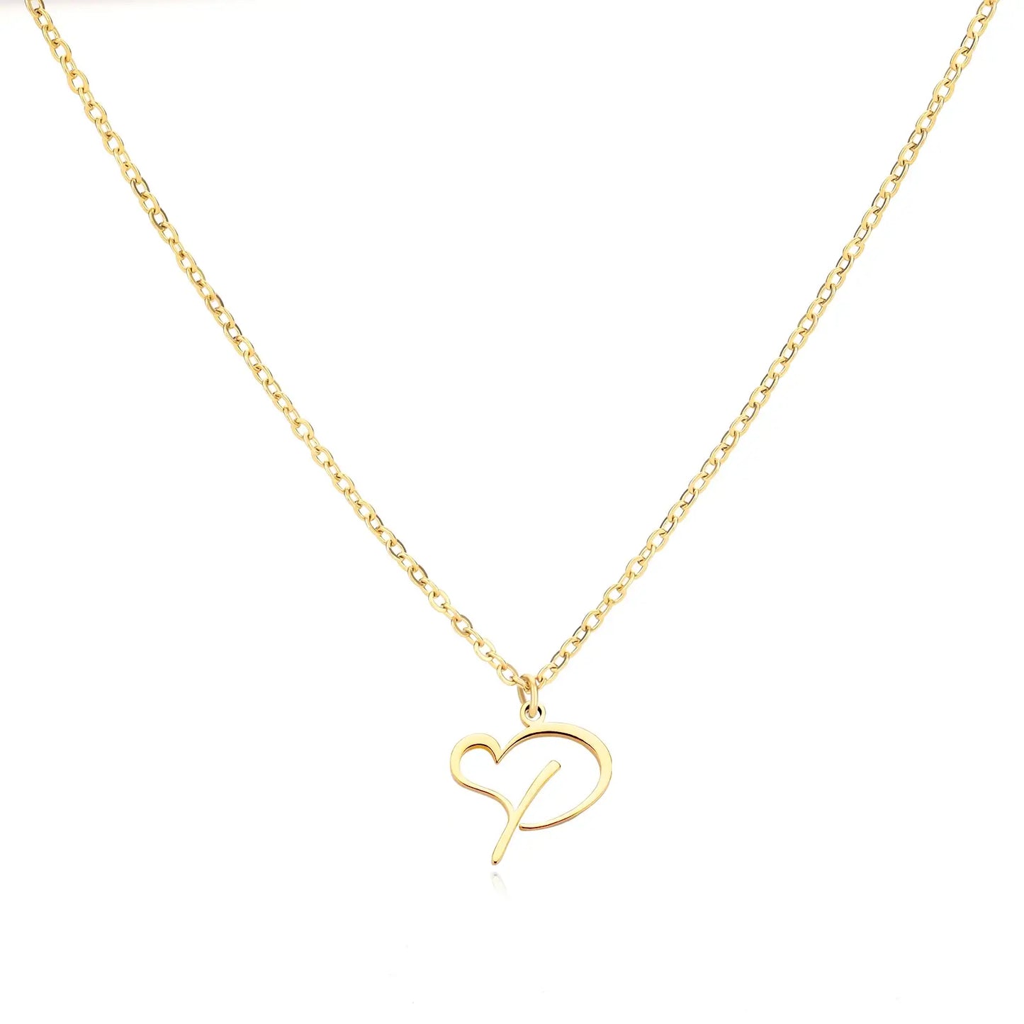 Personalized Name Necklace in Cursive with Heart Pendant