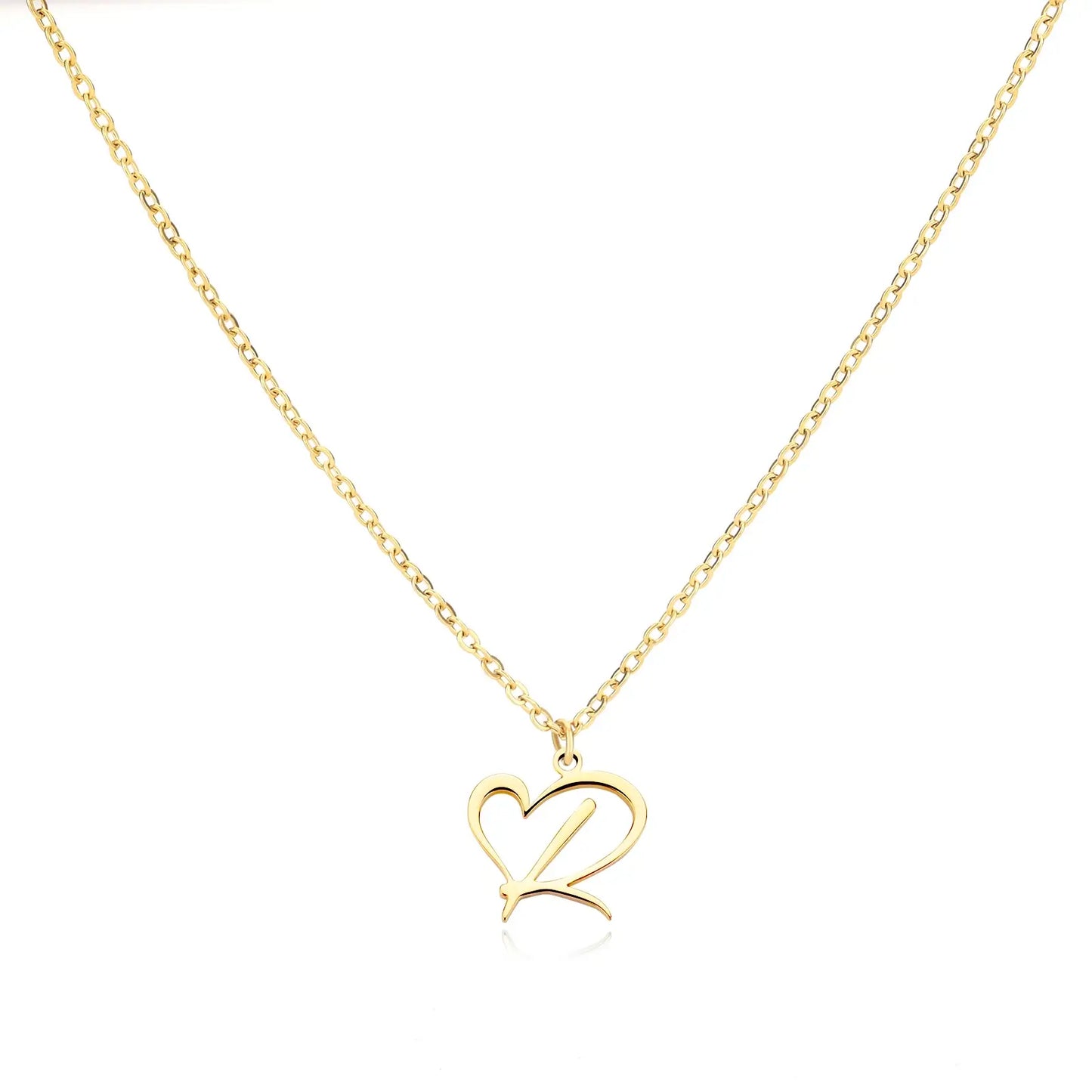 Personalized Name Necklace in Cursive with Heart Pendant