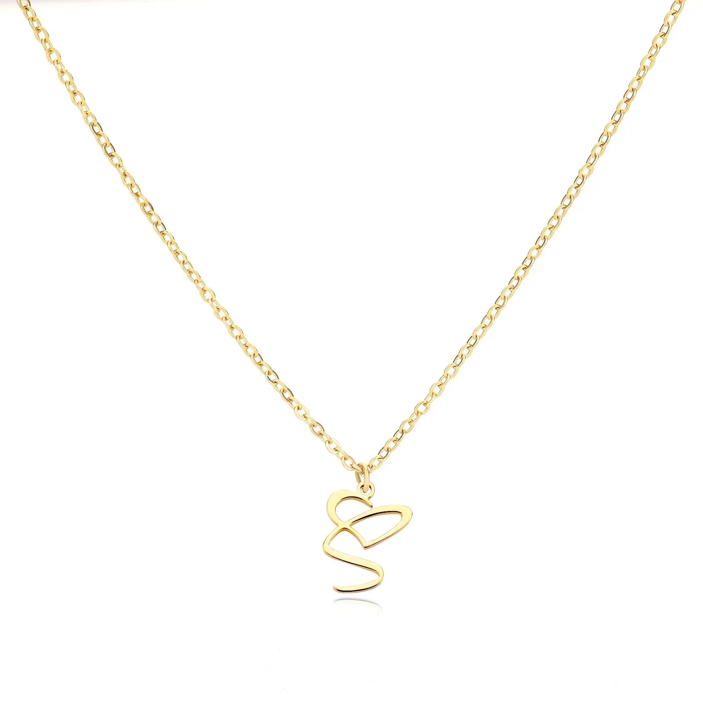 Personalized Name Necklace in Cursive with Heart Pendant