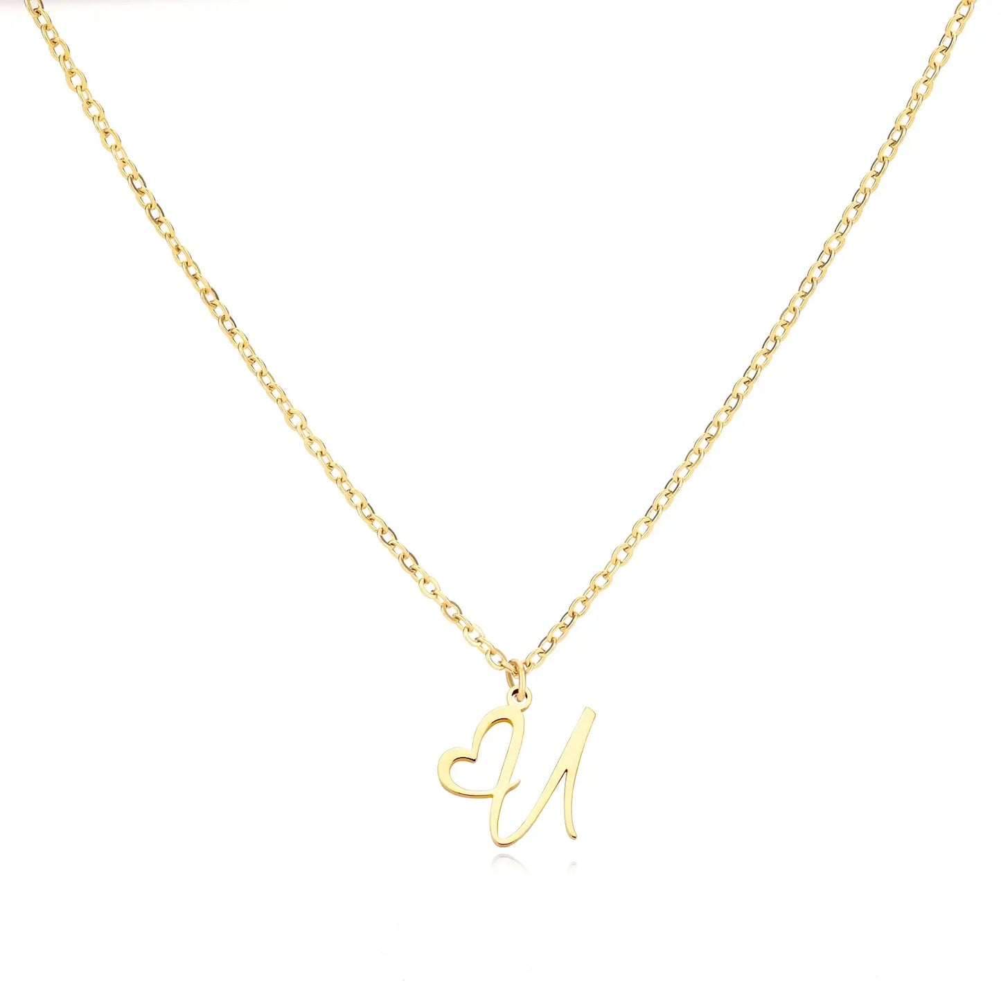 Personalized Name Necklace in Cursive with Heart Pendant
