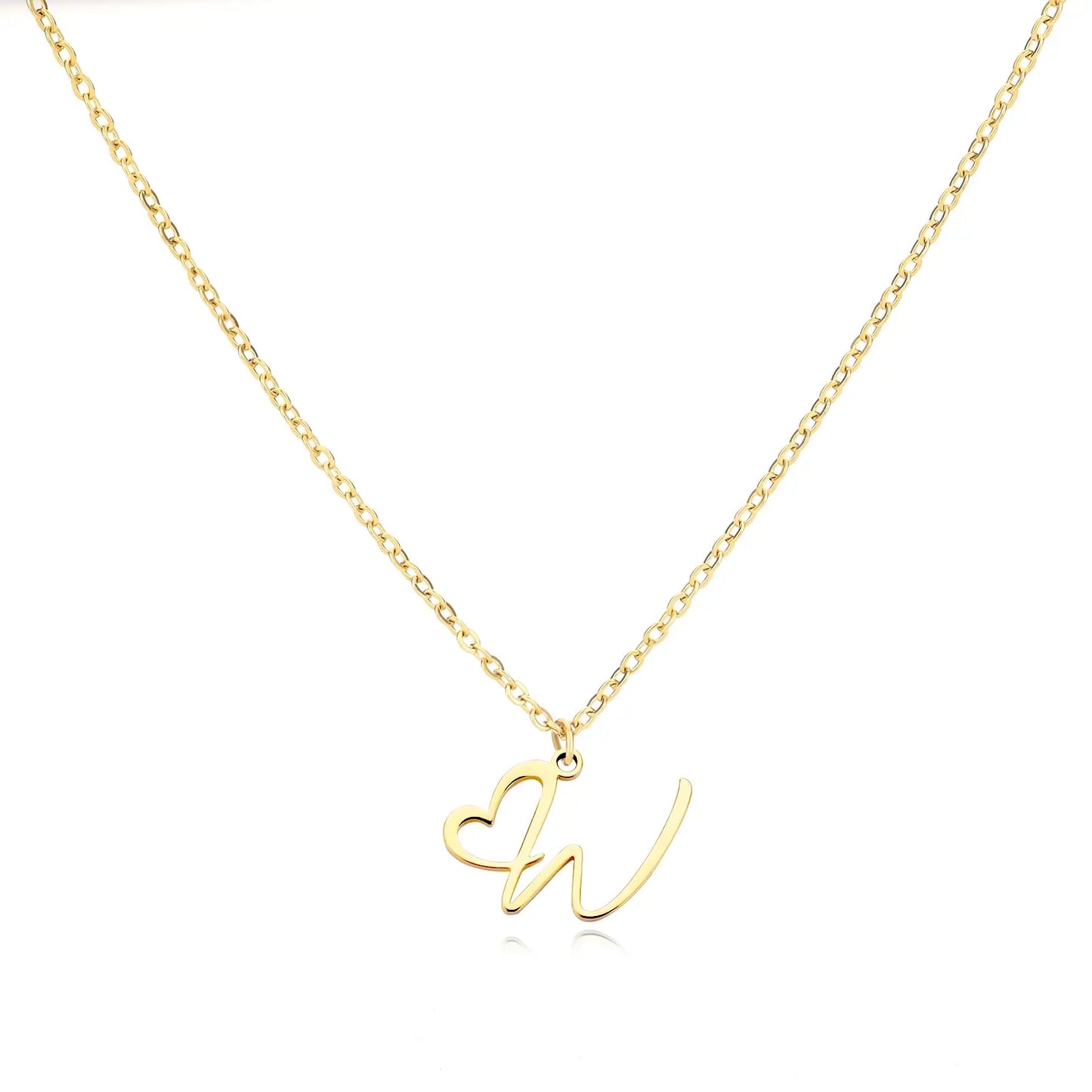 Personalized Name Necklace in Cursive with Heart Pendant