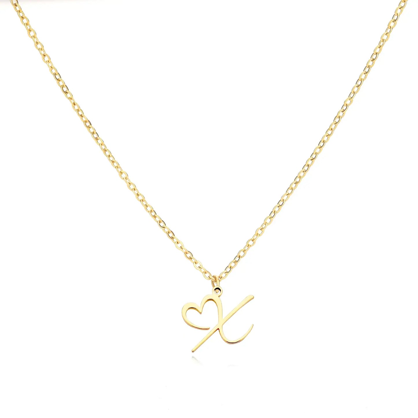 Personalized Name Necklace in Cursive with Heart Pendant