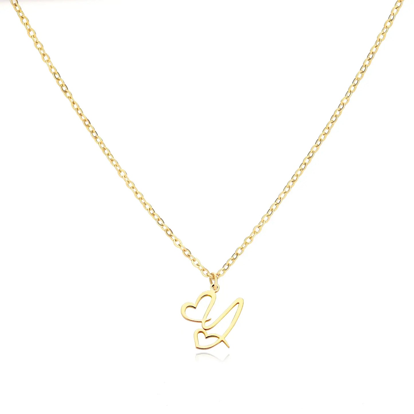 Personalized Name Necklace in Cursive with Heart Pendant