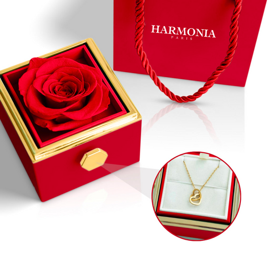 Eternal Rose Box & Personalized Heart Necklace