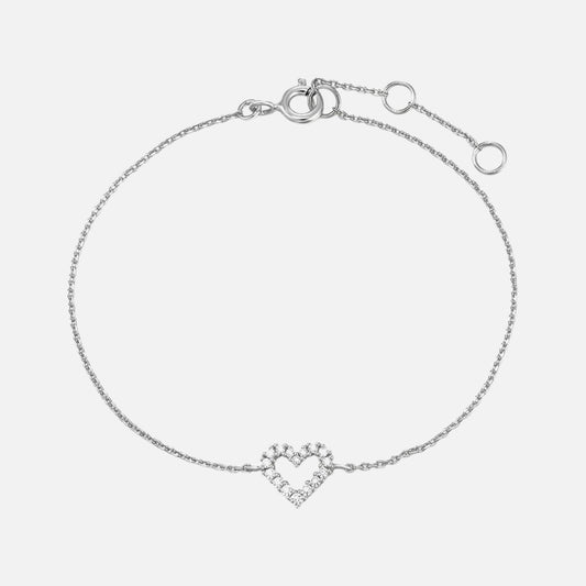 Leather Bracelet with Sparkling Heart Crystal Charm