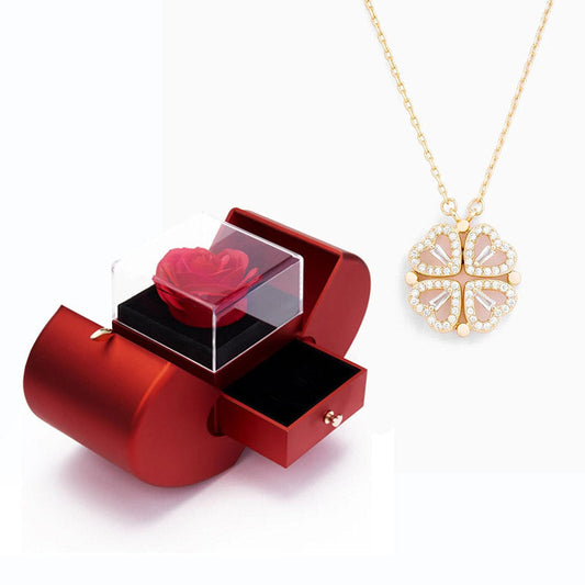 Eternal Pink Apple Box & Necklace - "Lucky Heart"