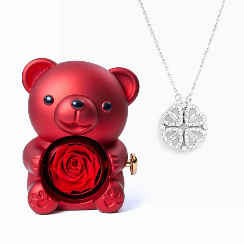 Bear & Necklace Box - "Lucky Heart"