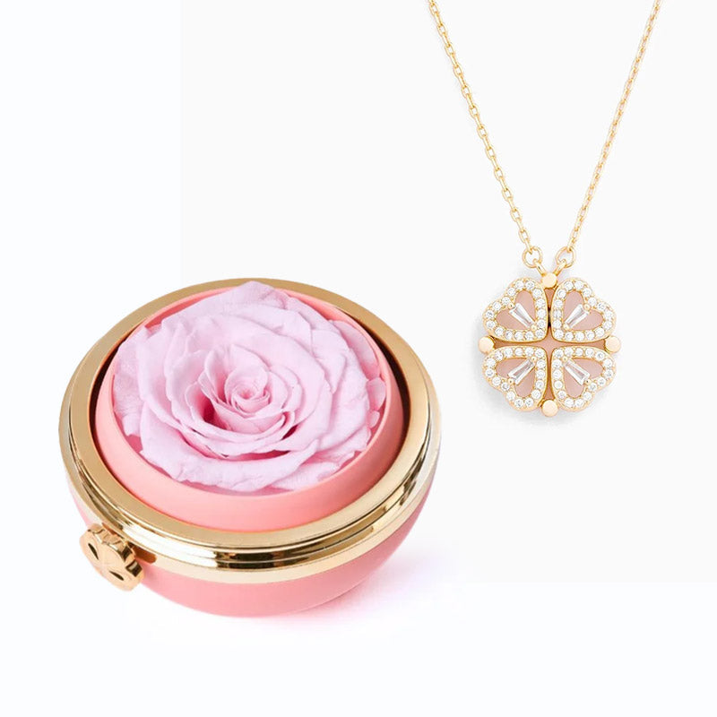 Eternal Rose Passion Box & Necklace - "Lucky Heart"