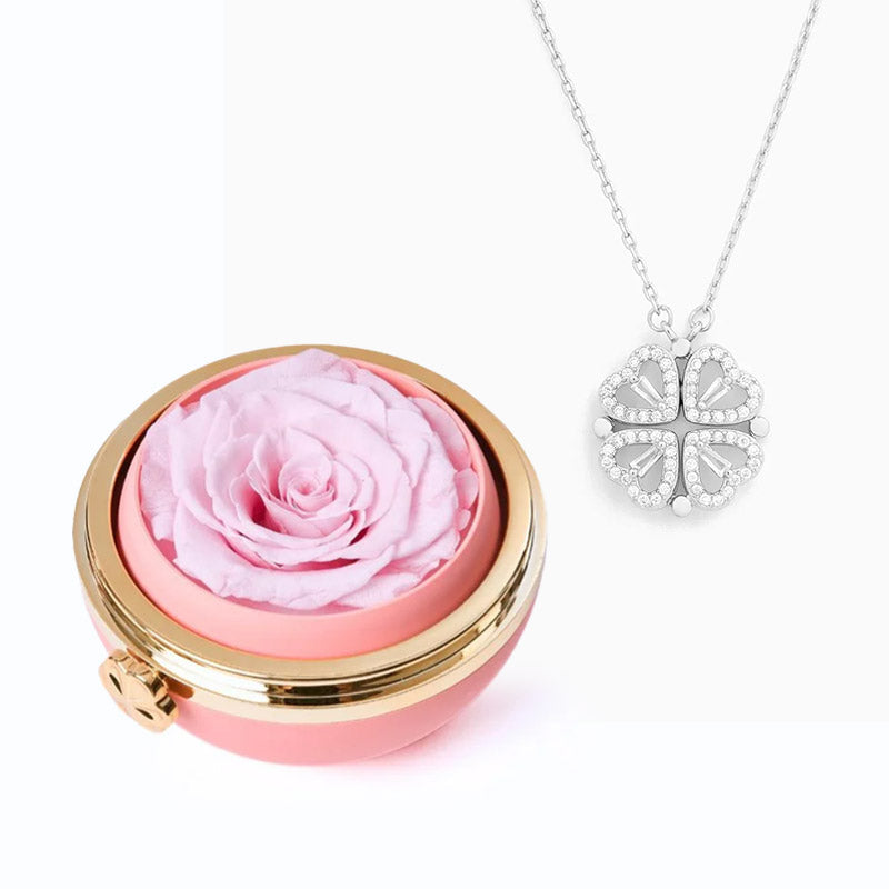 Eternal Rose Passion Box & Necklace - "Lucky Heart"