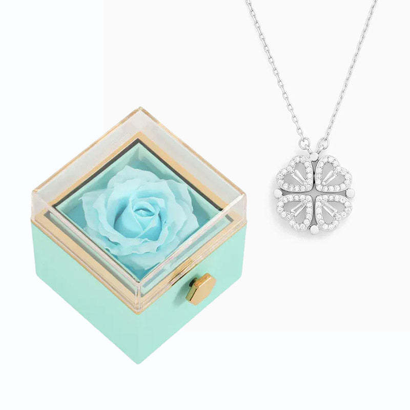 Eternal Rose Box & Necklace - "Lucky Heart"