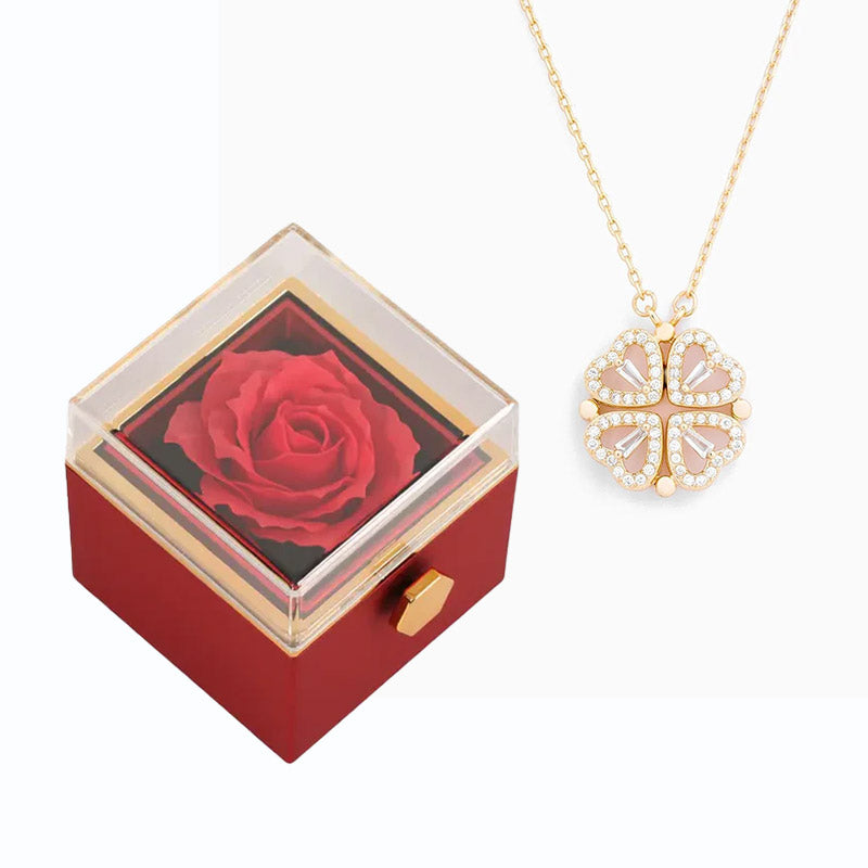 Eternal Rose Box & Necklace - "Lucky Heart"