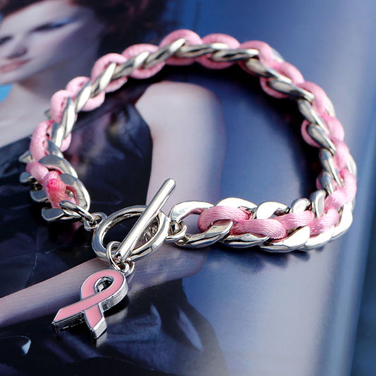 Pink Heart Bracelet - "Together Against Breast Cancer"