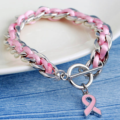 Pink Heart Bracelet - "Together Against Breast Cancer"