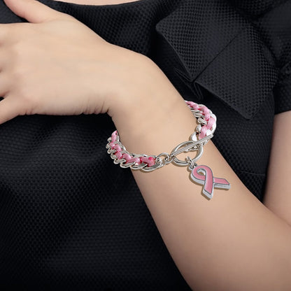 Pink Heart Bracelet - "Together Against Breast Cancer"