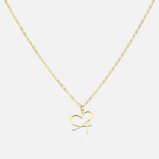 Personalized Name Necklace in Cursive with Heart Pendant