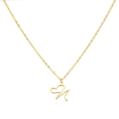 Personalized Name Necklace in Cursive with Heart Pendant