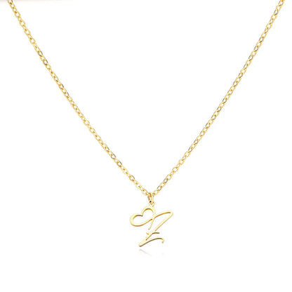 Personalized Name Necklace in Cursive with Heart Pendant