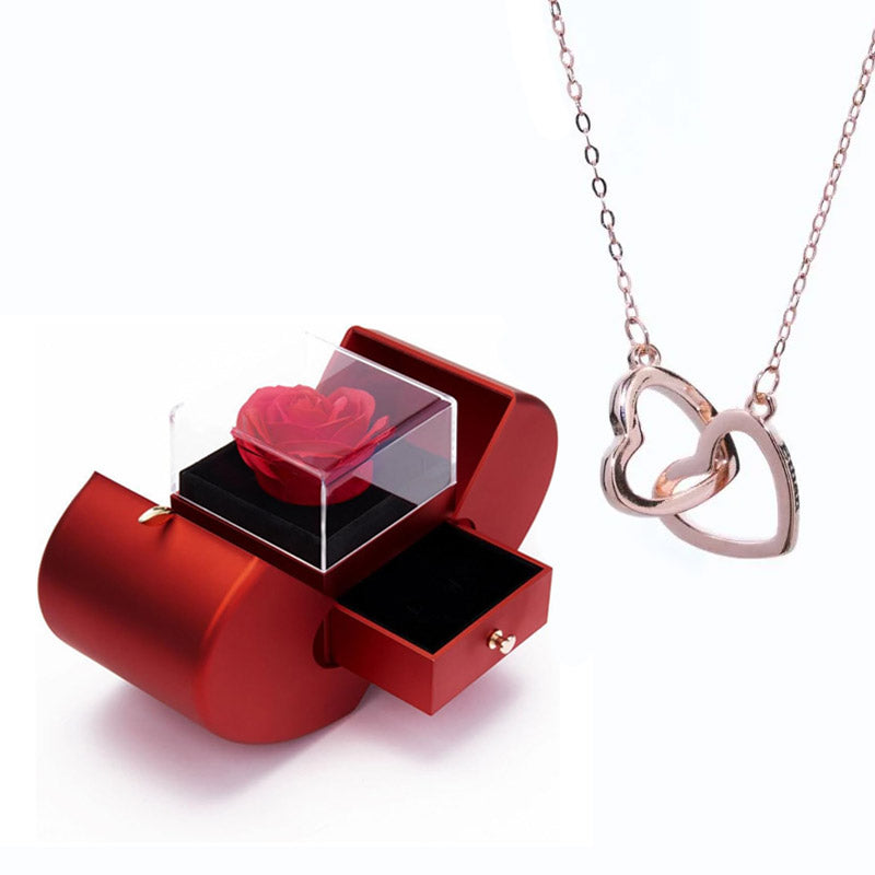 Eternal Pink Apple Box & Personalized Heart Necklace