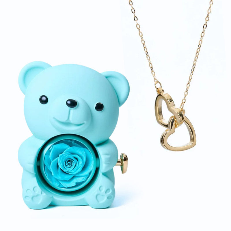 Bear Box & Personalized Heart Necklace