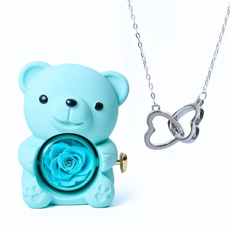 Bear Box & Personalized Heart Necklace