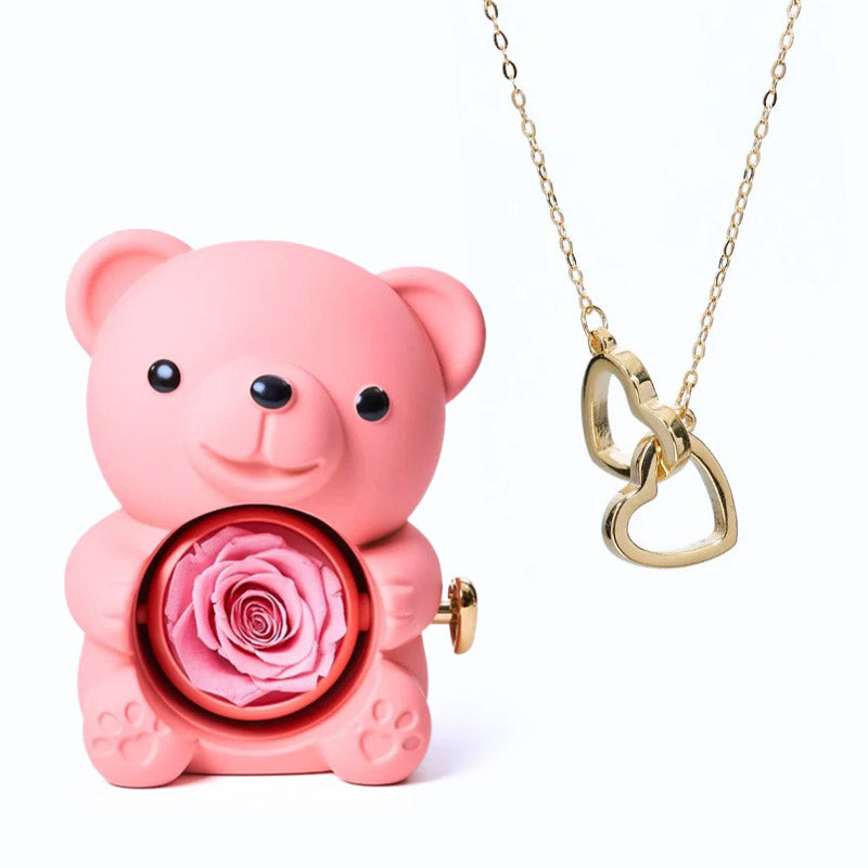 Bear Box & Personalized Heart Necklace