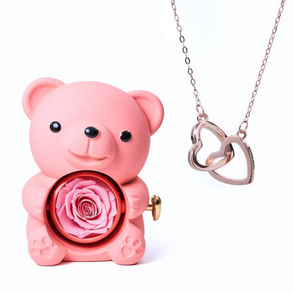 Bear Box & Personalized Heart Necklace