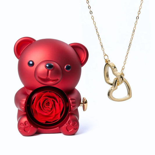 Bear Box & Personalized Heart Necklace