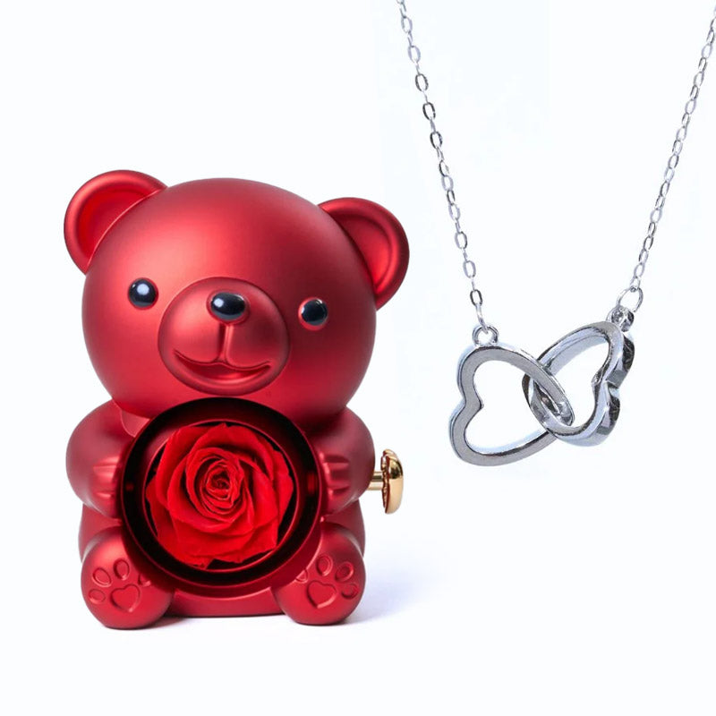 Bear Box & Personalized Heart Necklace